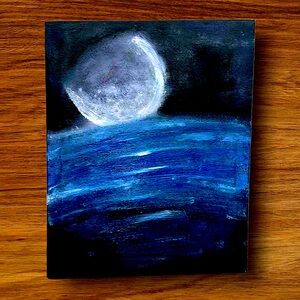 Moon light on the sea acrylic painting